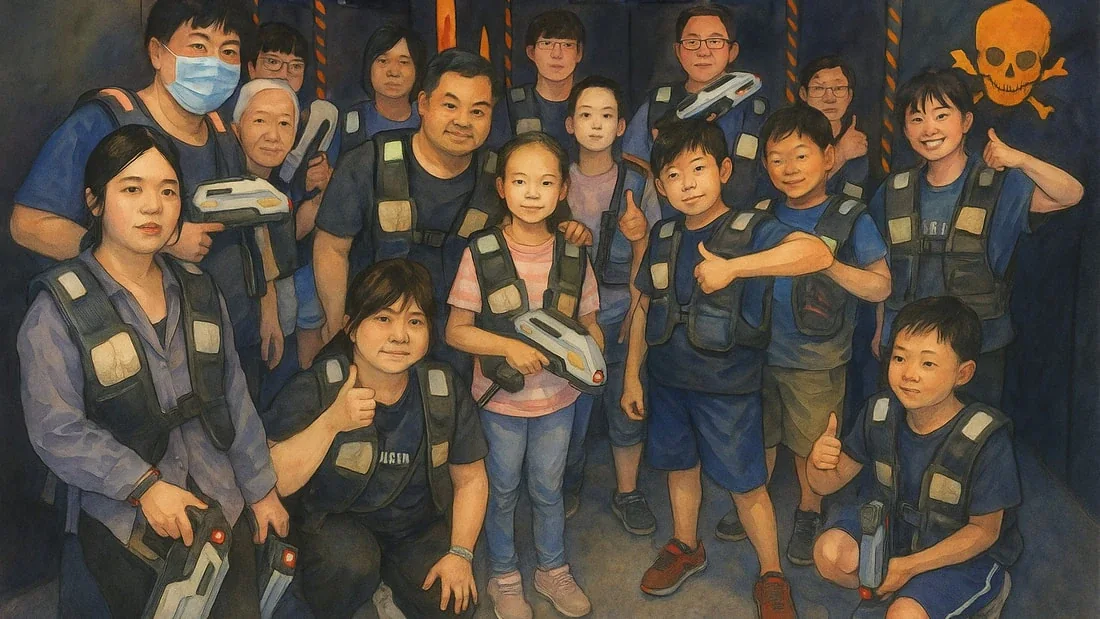 孩子們規劃的旅行，決定帶家人去玩鐳射槍戰！（原始照片2024年9月7日於六度空間，店家攝影）